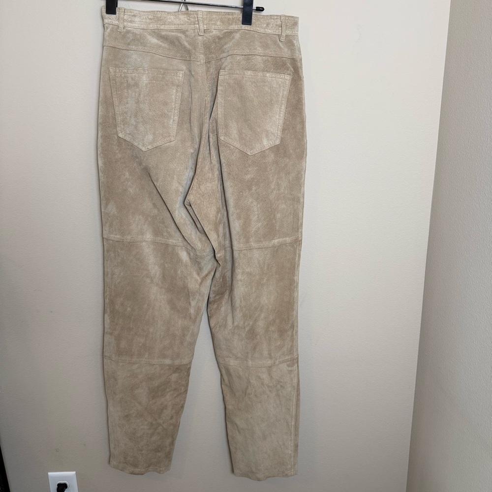 Vintage Lauren Ralph Lauren Suede Pants Womens 14 100% Leather Tan LRL Western - Picture 2 of 10